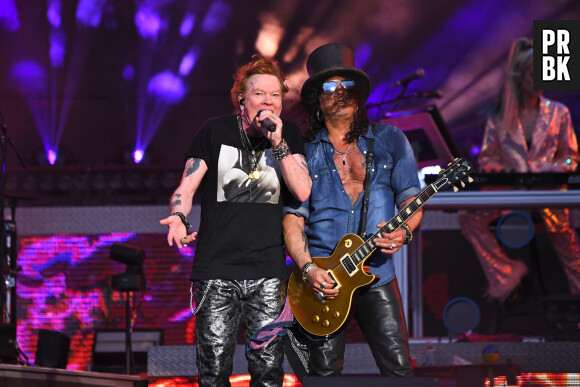 Son principe, c'est de lever toute forme de prescription concernant les abus sexuels.  
30 June 2023. Axl Rose and Slash of 'Guns N' Roses' performing at British Summertime 2023, Hyde Park in London.