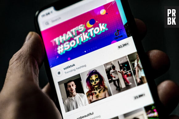 Illustration of the app of the social media platform TikTok. October 6, 2019 Photo by Rob Engelaar/Hollandse Hoogte/ABACAPRESS.COM
