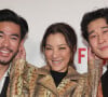 Los Angeles, CA - Celebrities attend the premiere of "The Brothers Sun" held at the Netflix Tudum Theater in Los Angeles, California. Pictured: Justin Chien, Michelle Yeoh, Sam Song Li 