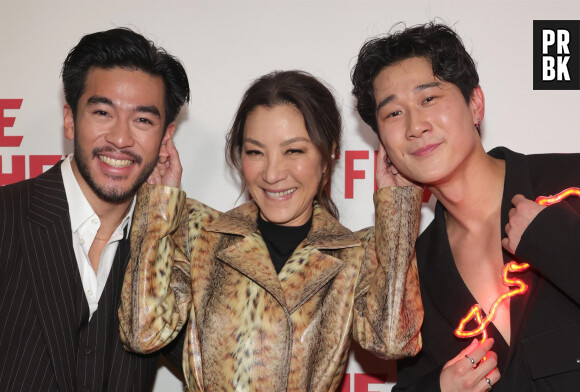 Los Angeles, CA - Celebrities attend the premiere of "The Brothers Sun" held at the Netflix Tudum Theater in Los Angeles, California. Pictured: Justin Chien, Michelle Yeoh, Sam Song Li 