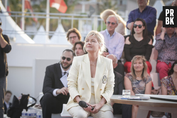 Exclusif - Anne-Elisabeth Lemoine - Emission "C à vous" lors du 76ème Festival International du Film de Cannes le 22 mai 2023. © Jack Tribeca / Bestimage