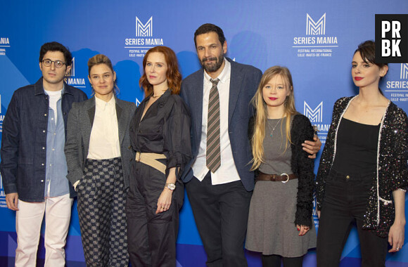 Marie Denarnaud, Audrey Fleurot, Mehdi Nebbou, Cypriane Gardin, Beéangere McNeese de la série HPI au Festival Séries Mania à Lille le 18 mars 2023. © Christophe Aubert via Bestimage