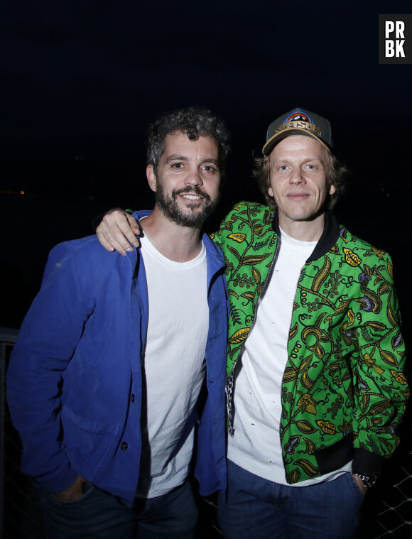 Exclusif - Bruno Sanches et Alex Lutz lors du dîner au Restaurant Lamartine lors de la 2ème édition du Festival du Cinéma Français et Gastronomie d'Aix-les-Bains le 8 juin 2023. © Denis Guignebourg / Bestimage  Exclusive - No Web en Suisse / Belgique Dinner at Restaurant Lamartine during the 2nd Aix-les-Bains French Film and Gastronomy Festival