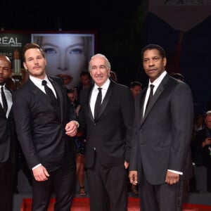 Antoine Fuqua, Chris Pratt, Walter Mirisch et Denzel Washington - Première de "The Magnificent Seven" au 73ème festival du film de Venise, La Mostra à Venise, Italie, le 10 septembre 2016.