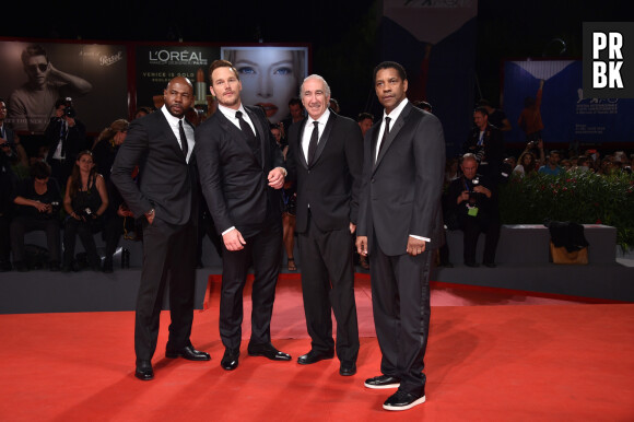 Antoine Fuqua, Chris Pratt, Walter Mirisch et Denzel Washington - Première de "The Magnificent Seven" au 73ème festival du film de Venise, La Mostra à Venise, Italie, le 10 septembre 2016.