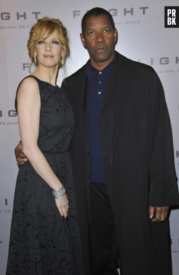 Denzel Washington, Kelly Reilly - Avant-premiere du film "Flight" au Gaumont Marignan a Paris, le 15 janvier 2013.