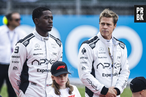 Brad Pitt tourne des scènes de son prochain film, produit par Apple et Jerry Bruckheimer, lors du Grand Prix de Formule 1 de Grande-Bretagne le 9 juillet 2023. © Dppi / Panoramic / Bestimage