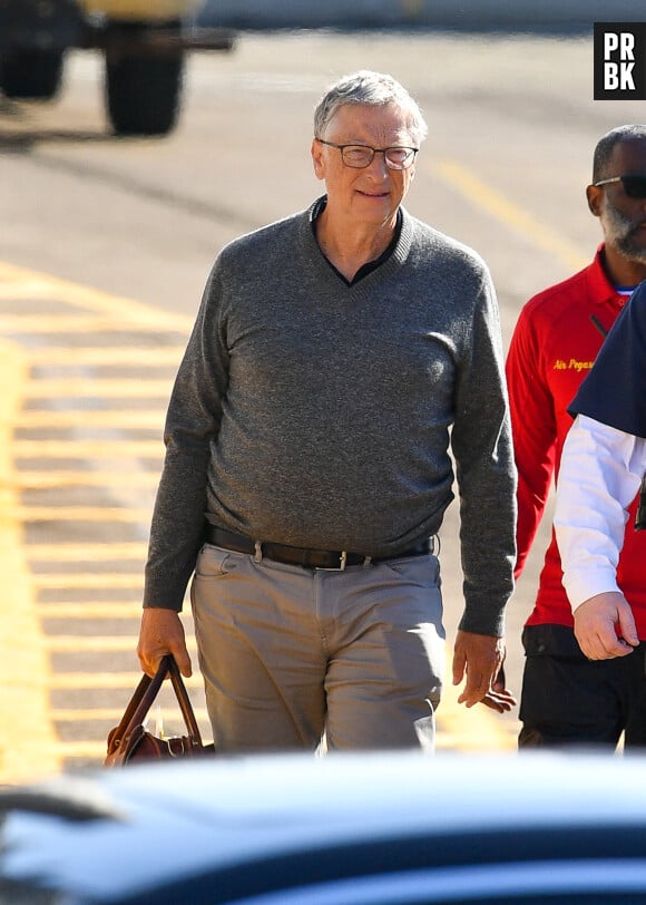 Exclusif - Bill Gates arrive à l'héliport de New York.