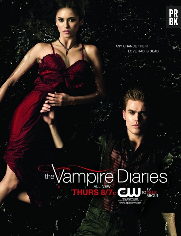 Poster de la saison 2 de Vampire Diaries avec Nina Dobrev et Paul Wesley