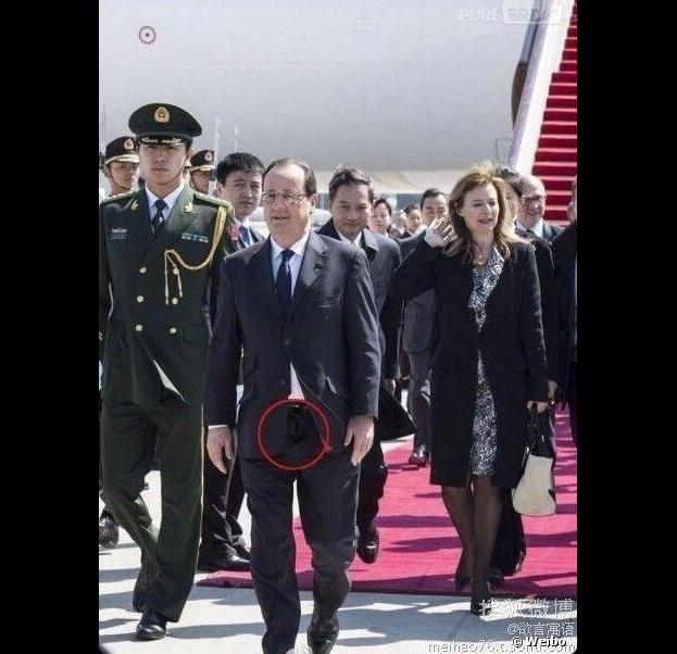 Un photomontage de François Hollande, à sa descente de l'avion en Chine, braguette ouverte