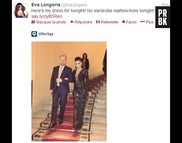 Sur Twitter, Eva Longoria se moque de sa mésaventure au Festival de Cannes 2013