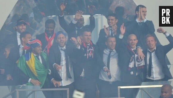 Les joueurs du PSG, au Trocadéro le 13 mai 2013