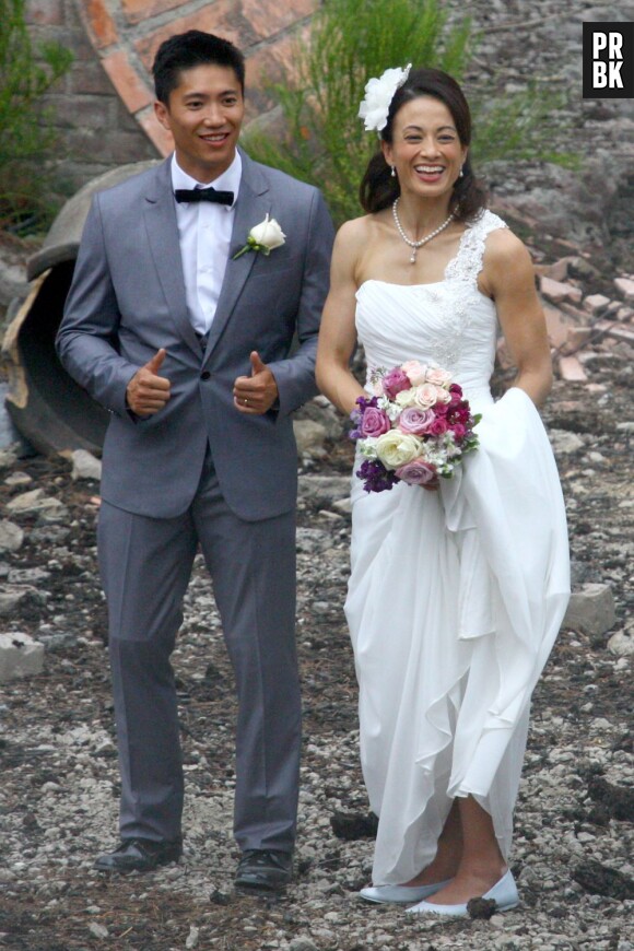 De jeunes mariés sur le tournage de Transformers 4, le 31 juillet 2013 à Detroit