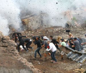 Ambiance explosive sur le tournage de Transformers 4, le 31 juillet 2013 à Detroit