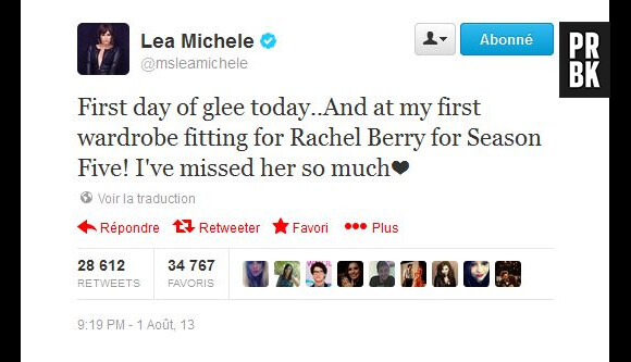 Lea Michele annonce son retour sur le tournage de Glee