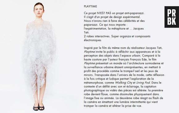 Playtime, un projet artistique de robe : nouvelle arme anti-paparazzi ?
