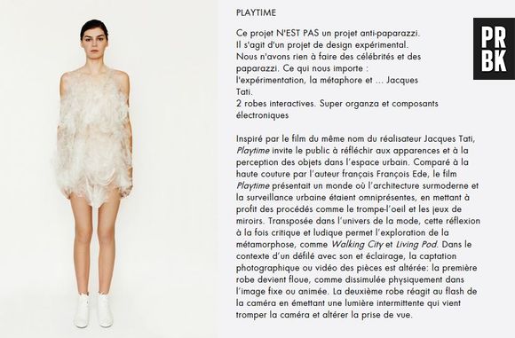 Playtime, un projet artistique de robe : nouvelle arme anti-paparazzi ?