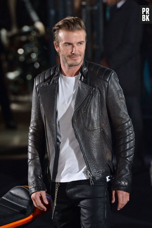 David Beckham mannequin de la Fashion Week, le 15 septembre 2013 à Londres