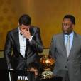 Cristiano Ronaldo en larmes pendant la cérémonie du Ballon d'or 2013, le 13 janvier 2014 à Zurich