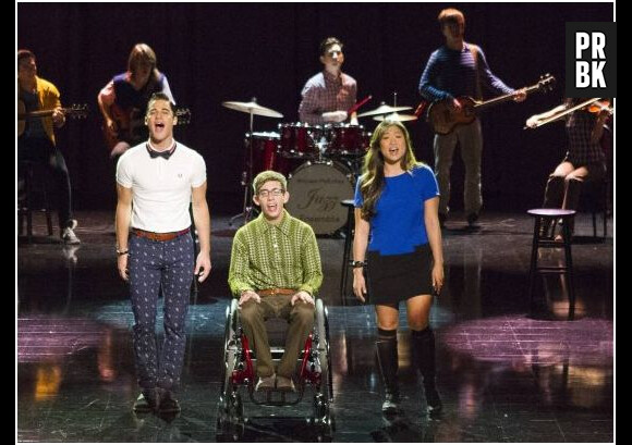 Glee saison 5, épisode 9 : Darren Criss, Kevin Mc Hale et Jenna Ushkowitz en choeur