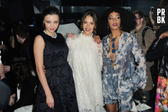 Miranda Kerr, Jessica Alba et Solange Knowles au défilé H&M pendant la Fashion Week de Paris, le 26 février 2014