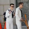 Glee saison 5 : Chord Overstreet et Chris Colfer sur le tournage à Los Angeles le 1er avril 2014