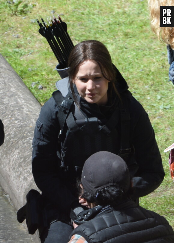 Hunger Games 3 : Jennifer Lawrence en marge du tournage à Noisy le Grand le 15 mai 2013