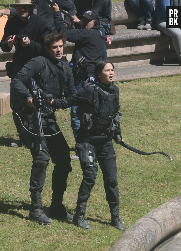 Hunger Games 3 : Liam Hemsworth et Jennifer Lawrence en tournage à Noisy le Grand le 15 mai 2013