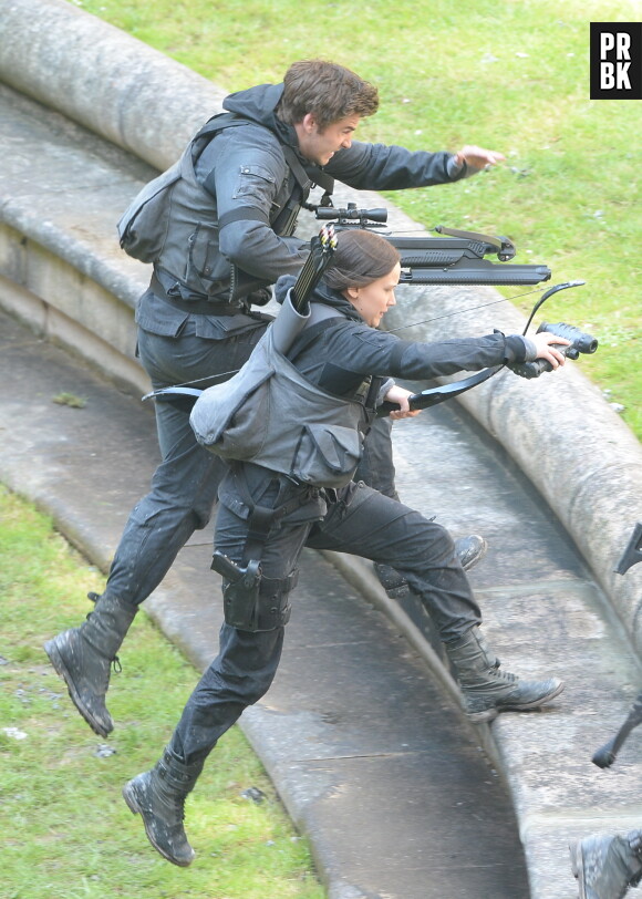 Hunger Games 3 : Liam Hemsworth et Jennifer Lawrence en tournage à Noisy le Grand le 14 mai 2013