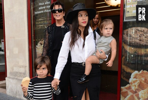 Kris Jenner, Kourtney Kardashian et ses enfants : shopping et tourisme à Paris avant le mariage, le 19 mai 2014