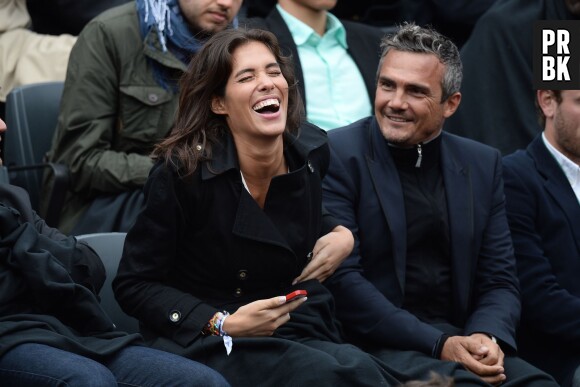 Laurie Cholewa et Richard Virenque à Roland Garros pour soutenir Gaël Monfils en quart de finale, le 4 juin 2014
