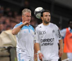 Mathieu Valbuena et Didier Deschamps en 2009 pendant un match de l'OM