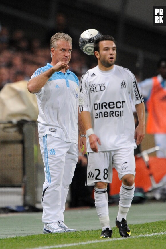 Mathieu Valbuena et Didier Deschamps en 2009 pendant un match de l'OM