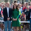 Kate Middleton, Prince William et Prince Harry durant la cérémonie du coup d'envoi du Tour de France, le 5 juillet 2014