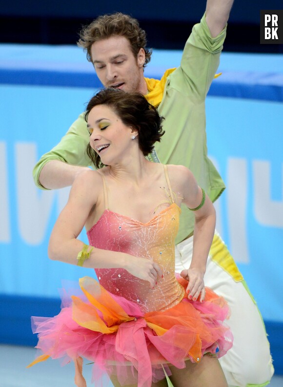 Nathalie Péchalat et Fabian Bourzat pendant les Jeux Olympiques de Sotchi en 2014
