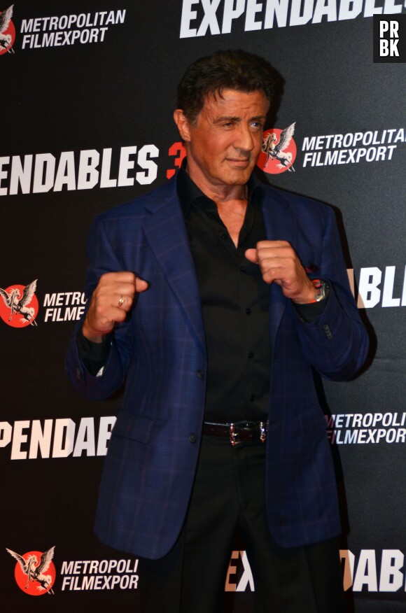 Sylvester Stallone assure la promo d'Expendables 3, le 7 août 2014 à Paris