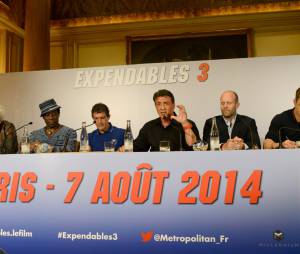 L'équipe d'Expendables 3 en conférence de presse, le 7 août 2014 à Paris