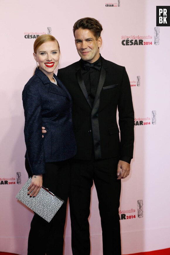 Scarlett Johansson et Romain Dauriac à la 39ème cérémonie des Césars, le 28 février 2014