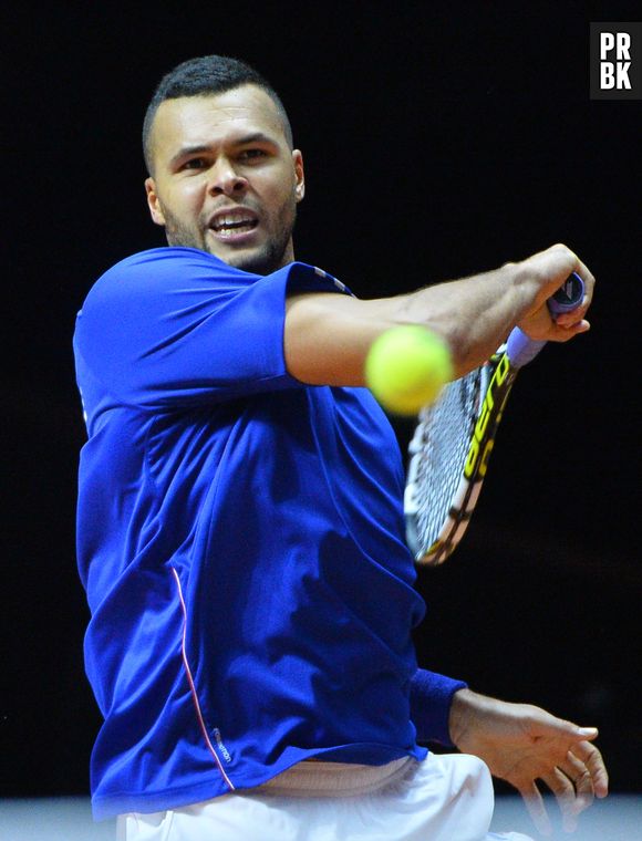 Jo-Wilfried Tsonga en finale de la Coupe Davis, le 21 novembre 2014 à Lille