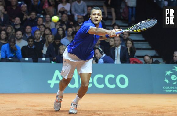 Jo-Wilfried Tsonga en finale de la Coupe Davis, le 21 novembre 2014 à Lille
