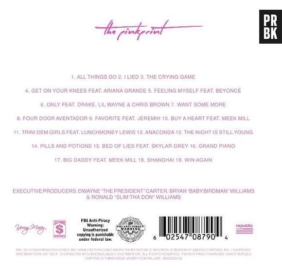 Nicki Minaj : cover et tracklist de l'album "The Pink Print" dans les bacs le 15 décembre 2014