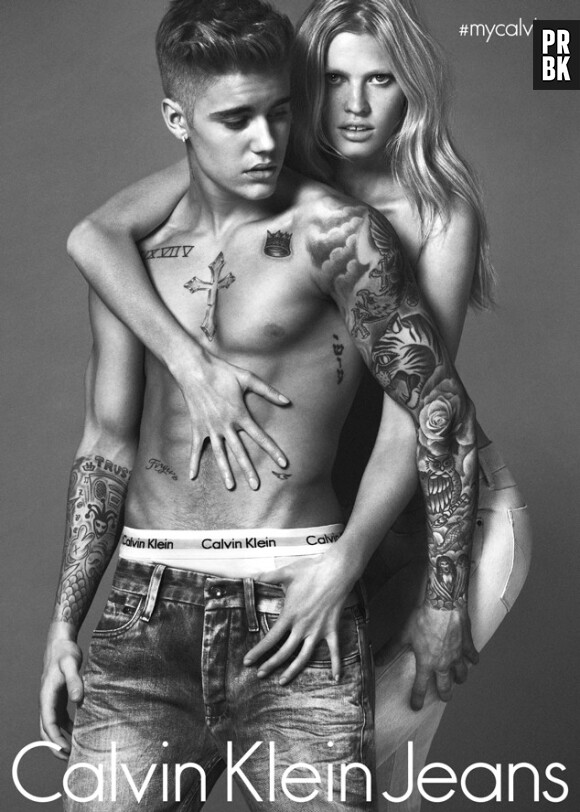 Justin Bieber et Lara Stone égérie de Calvin Klein pour la campagne Printemps/été 2015