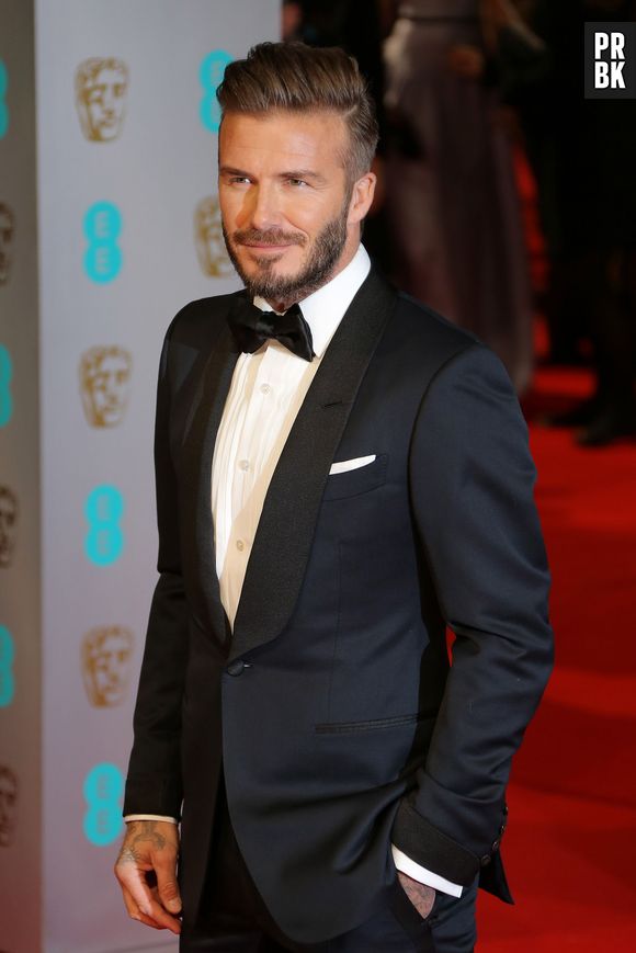 David Beckham sur le tapis-rouge des BAFTA le 8 février 2015 à Londres
