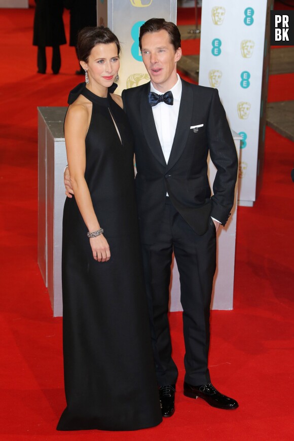 Benedict Cumberbatch et Sophie Hunter sur le tapis-rouge des BAFTA le 8 février 2015 à Londres