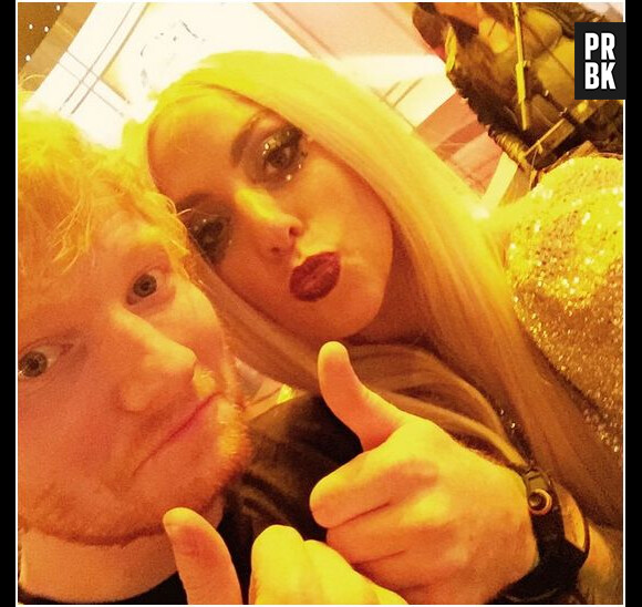Lady Gaga et Ed Sheeran en selfie sur Instagram, le 11 février 2015
