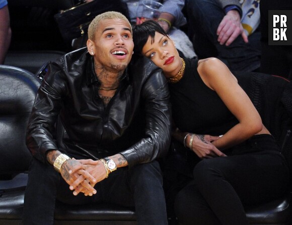 Rihanna et Chris Brown pendant un match des Lakers, le 25 décembre 2012 à L.A