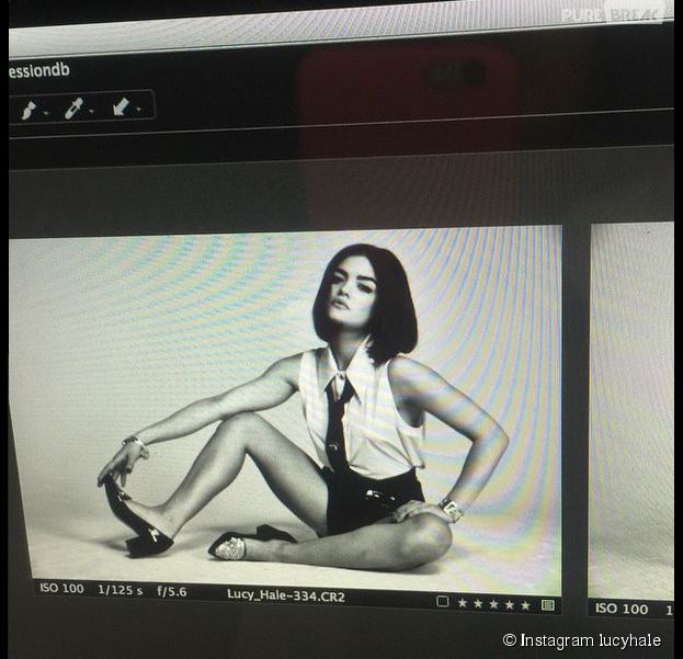 Lucy Hale sexy pour un shooting, sur Instagram, le 25 février 2015