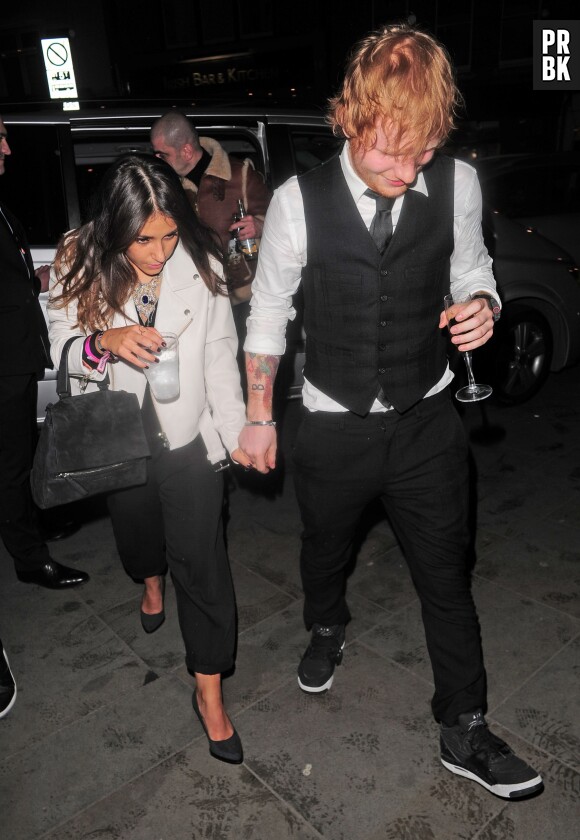 Ed Sheeran et sa petite amie Athina Andrelos après les Brit Awards 2015