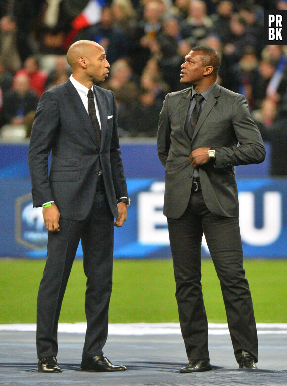 Thierry Henry et Marcel Desailly honorés au Stade de France avant le match amical France-Brésil, le 26 mars 2015