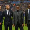 Zinedine Zidane, Thierry Henry, Marcel Desailly et Patrick Vieira honorés au Stade de France avant le match amical France-Brésil, le 26 mars 2015